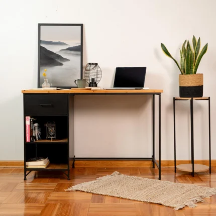 Escritorio Industrial 5Five Cierna con Cajón y Repisas